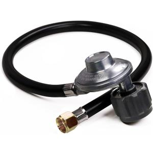 DOZYANT Vertical 5 Feet Propane Regulator and Hose Universal Grill Regulator Replacement Parts, QCC1 Hose and Regulator for Most LP Gas Grill, Heater and Fire Pit Table, 3/ 8" Female Flare Nut