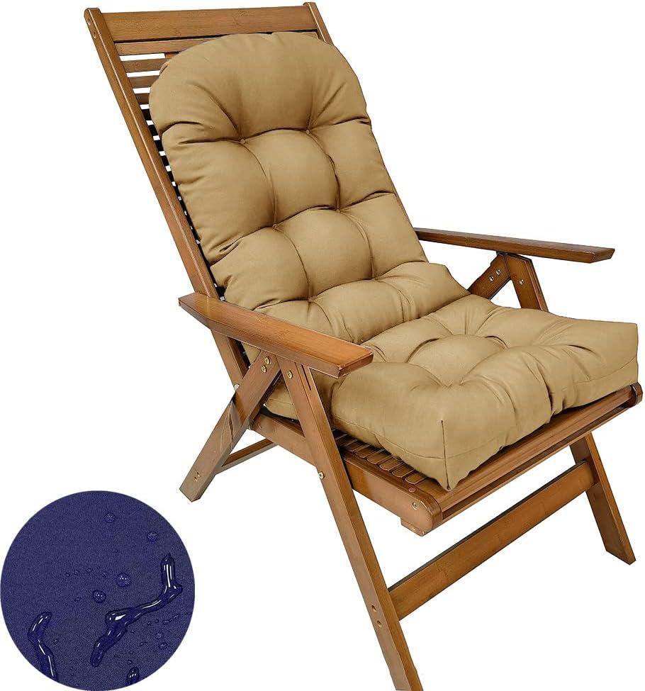 Waterproof Adirondack & Rocking Chair Cushion Indoor and Outdoor High Back Patio Cushions with Ties 43.3 X 19.7 Inch(Without Chair) (Coffee, 1)