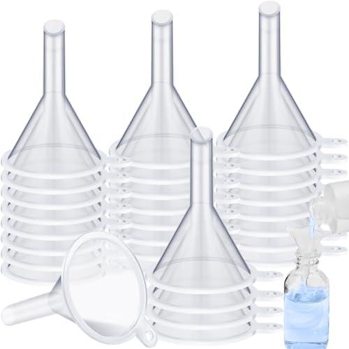 Hoolerry 100 pcs Small Funnel for Filling Small Bottles Clear Plastic Mini Funnels for Lab Bottles Essential Oils Sand Art Bottles Skin Products Perfumes Spices(1.22 '')