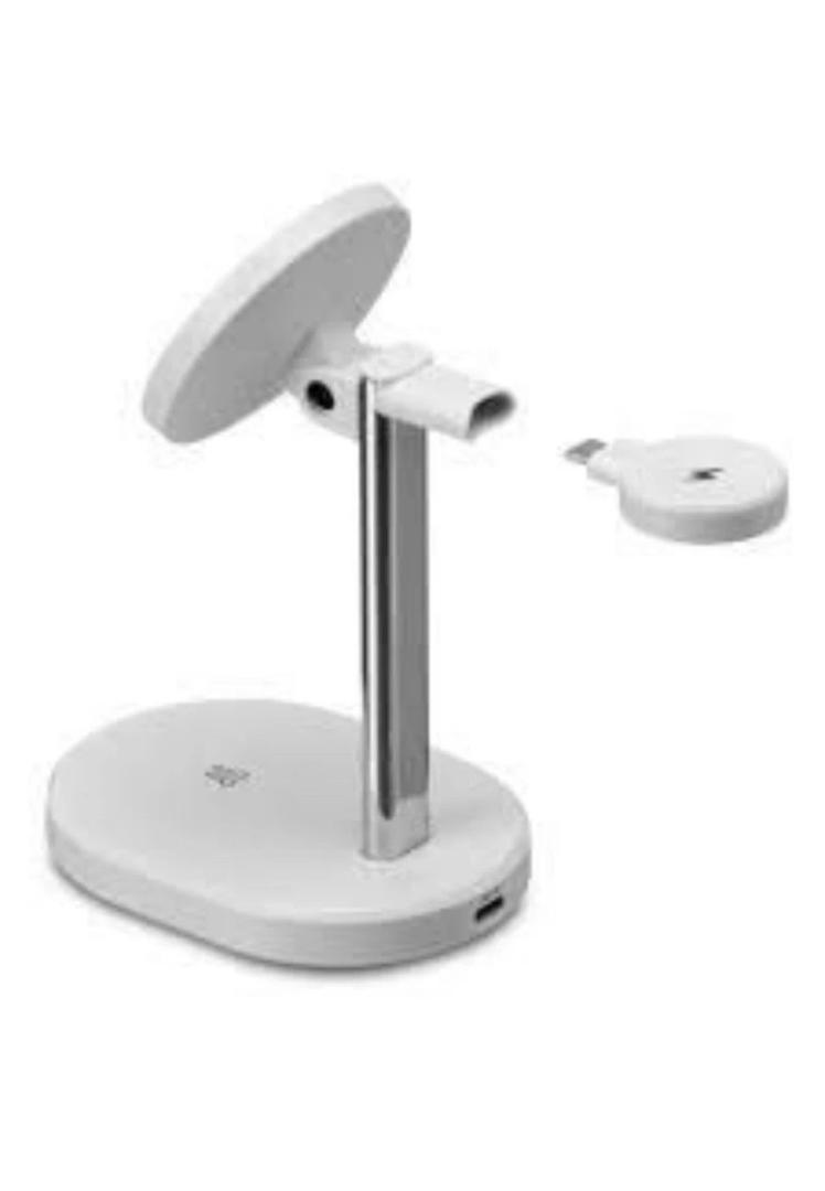iLive 3-in-1 Wireless Charging Stand - White