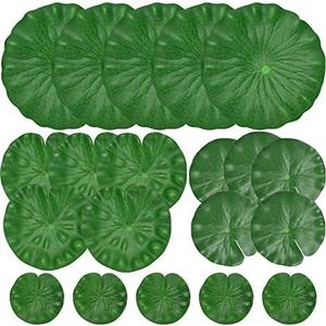 ZAUGONTW 17 Pcs Artificial Lily Pads for Ponds, Realistic Floating Lily Pads Leaves, Lotus Leaves Water Lilies Pad Artificial Foliage Pond Decor for Koi Fish Pool Patio Aquarium
