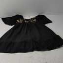 Women's Plus Size Western Dress Floral Embroidered Cowgirl Outfits Country Mini Flowy Boho Fall Dress (Large, Black)