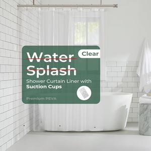 HARBOREST Clear Shower Curtain Liner with Side Suction Cups, Premium PEVA Plastic Shower Liner with 3 Magnets, Waterproof Bathroom Curtain, 48 x 72, Clear