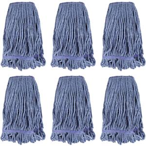 Commercial Heavy Duty Mop Heads Replacement: 6 Packs Industrial Wet Mop Head for Floor Cleaning - Commercial Products Looped End String Head Refills
