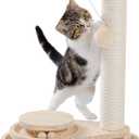 Made4Pets Cat Scratching Post Cat Scratcher Kitten Toys for Indoor Cats Wooden Ball Track Two-Layer Modern Sisal 17.7" Tall Scratch Post Interactive Toy with Dangling Ball (17.7"H)