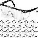 Tellegloww 12 Pack Safety Glasses Clear Anti Fog Goggles for Men and Women Over Spec Glasses Protective Eye Wear Industrial Approved Wide Vision
