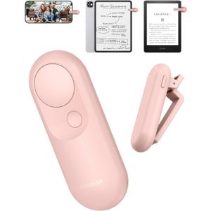 Maxonar Magsnap Remote Page Turner for Kindle Paperwhite/Oasis & Kobo, Never Lose Parts, 100-Hour Battery, RF Connection, 2-in-1 Page Clicker Works with Tablet/iPad, Ideal Gift for Book Lovers (Pink)