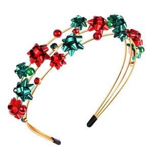 mokkia Christmas Headband for Women Red Green Xmas Bow Headband Jeweled Rhinestone Hairband Christmas Holiday Outfits Gifts (Chrismas 3)