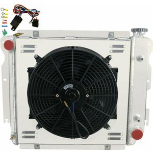 ALLOYWORKS 3 Row Aluminum Racing Radiator+Shroud Fan+Thermostat Fits For 1987-2006 Jeep Wrangler YJ TJ/Chevy V8