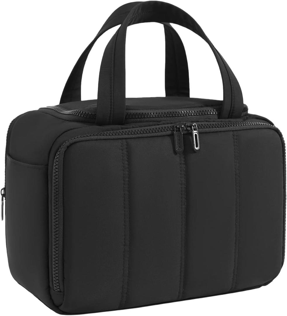 Toiletry Bag Puffy Large Travel,Lightweight Cosmetic Travel Bag with Trolley Strap,Makeup Bag for Accessories,Black (11L)