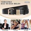 WERFORU Women Leather Belt Fashion Leather Waist Belt for Jean Dress with Gold/Silver Buckle (Black)
