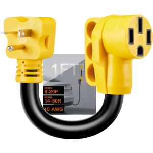 NEMA 6-20P to 14-50R EV Charger Adapter Cord, Must Manually Set Charging Limit to 16A, NOT for Household 110V Outlet, NOT for RV, Only for Tesla or EV Charging, ETL Listed