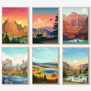 cupmod 6 Packs Paint by Number for Adults Beginners,National Park Painting by Number Kits on Canvas Without Frame,Lanscape Craft Arts for Home Wall Decor (MT11027-MT11032)