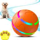 Smart Interactive Dog Ball, Interactive Dog Toys with Remote Control, Automatic Moving Pet Ball for Medium and Large Dogs, TPU Material, Rechargeable Vibrating Bouncing Pet Toy (Orange)