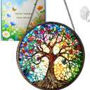 Tree of Life Suncatcher Stained Glass Suncatchers Stained Glass Ornament for Home Decor Indoor Wall Art Gift for Mother Women Friends (Tree of Life-F, M)