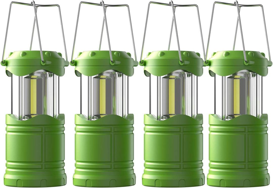Lichamp LED Camping Lantern, 4 Pack Battery Powered Flashlight for Power Outages, Portable Collapsible Hanging Light Essential for Home, Outdoor, Emergency Lamp Survival Kit Gear for Hurricane, Green