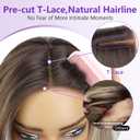 Eawwii Ombre Light Brown With Blonde Glueless Wigs for Women Pre Cut Synthetic Lace Hairline Long Layered Straight Hairstyle 26 Inch