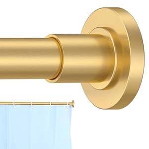 CorkLatta Shower Curtain Rod 31 to 43 Inch, 1 Inch Diameter Adjustable Gold Spring tension Stainless Steel Telescoping Rod, Easy Install, No Rust