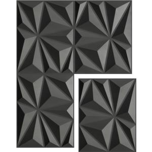 WOWSTAR 31 Sq.Ft. 24-Pack 3D Wall Panels Diamond for Interior Wall Decor for Living Room, Bedroom, 11.81x 15.75 (Black)