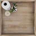 Hanobe Large Ottoman Serving Tray: Wood Coffee Table Trays with Handles 20 Inch for Living Room - Square Extra Big Oversized Rustic Farmhouse Ottoman Topper for Parties Kitchen Home