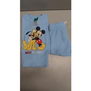 Disney Lilo & Stitch Mickey Mouse Boys Waffle Knit Short Sleeve Shirt and Short Set for Infant Toddler and Big Kids, 18 Months