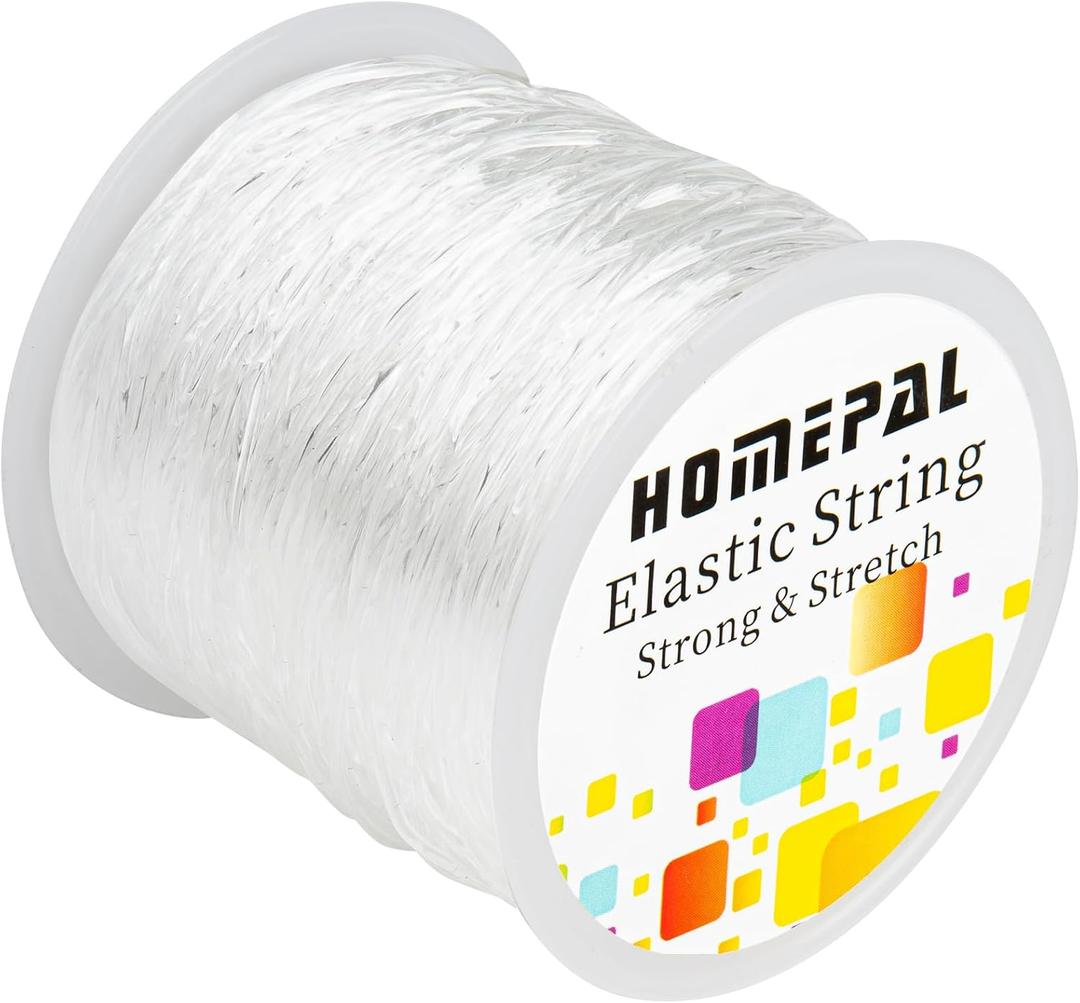 Homepal 1mm Elastic String for Bracelets, Clear Elastic String Elastic Cord for Jewelry Making, Crystal Jewelry String for Bracelets, Necklaces, Beading and Crafts 100m/roll