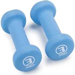 Crown Sporting Goods Set of 2 Body Sculpting Hand Weights - Soft Neoprene Coated Dumbbell Set - Supplies for Exercise, Workout, Weight Loss, Body Building - for Men, Women, Seniors, Teens, and Youth