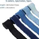 SUPERFINDINGS 5 Rolls 9.3 Yards Denim Blue Ribbon Fringes 4cm Wide Fabric Ribbon Wrapping Frayed Cotton Jean Fabric for Gifts Wrapping Hair Sewing Weddding Decor