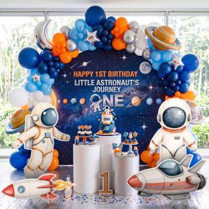 Honoson 4 Pcs Large 20" x 30" Outer Space Astronaut Cardboard Cutouts, Space Theme Party Decoration Rocket Ship Backdrop Standup for Baby Shower Birthday Party Supplies Classroom Photo Booth Prop Sign