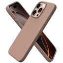 ORNARTO Compatible with iPhone 16 Pro Case 6.3", Slim Liquid Silicone 3 Layers Soft Gel Rubber Shockproof Protective Cover with Anti-Scratch Microfiber Lining-Light Brown