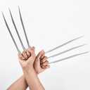 Superhero Claws, Wolverine Claws with Plastic Handles for Adults, Wolf Claws for Halloween Cosplay Props, Set of 2, One Pair Silver