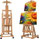 H-Frame Multifunctional Easel, Foldable & Adjustable (Vertical to Horizontal), Holds Two Canvases (Up to 77 Inches), Professional H-Frame Art Easel for Adults, 49.61 inches