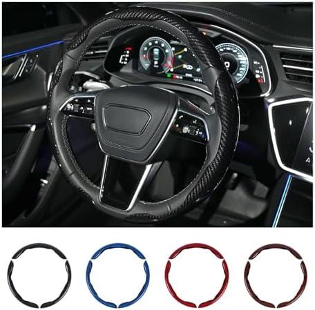 Hiseanllo Carbon Fiber Steering Wheel Cover 1PCS – Anti-Slip, Scratch-Resistant, Universal Fit for 14–16 Inch Wheels – Interior Car Accessories for Cars, SUVs, Trucks (Black)