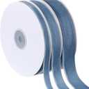 Jutom 3 Rolls Christmas Vintage Velvet Ribbon Vintage Solid Color Velvet Ribbon for Christmas Wedding Wrapping DIY Crafts Decoration Favors, Total 30 Yards(Gray Blue)