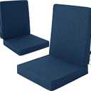 Outdoor Chair Cushions 20x20, Water-Resistant & Fade-Resistant, Patio Furniture Lawn Dining Chair Seat Replacement with High Back, Ties Zipper, Removable Cover, Set of 2, Navy Blue