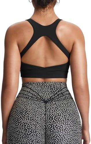 Aoxjox Women's Workout Sports Bras High Impact Fitness Training Gym Khloe Bra Yoga Crop Tank 
(Black, Large)