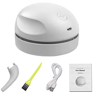 prowithlin Desktop Vacuum Cleaner USB Charging with Vacuum Nozzle Cleaning Brush, Detachable Design & Portable Mini Table Dust Vaccum Cleaners, Cleaning Dust, Crumbs, Piano, Computer, Car Etc(Gray)