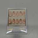 Glamnetic x GLAMZILLA Press On Nails - I AM A RICH MAN? | Short Almond Nude Fake Nails with Gold Foil, Salon Quality | 15 Sizes - 30 Nail Kit with Glue