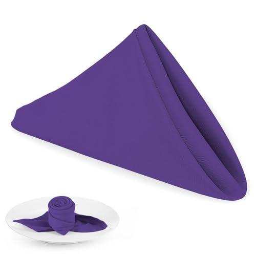PLOYMONO Purple Heavy Duty Polyester Napkins - 17 x 17 Inch Solid Washable Cloth Dinner Napkins - Set of 8 Napkins with Hemmed Edges - Great for Weddings, Parties, Banquets Dinner & More