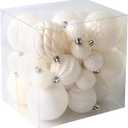 Christmas Balls Ornaments -36pcs Shatterproof Christmas Tree Decorations with Hanging Loop for Xmas Tree Wedding Holiday Party Home Decor,6 Styles in 3 Sizes(White)