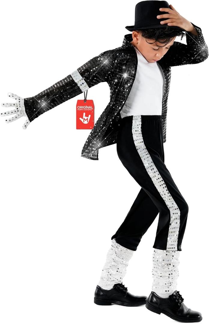 Morph Popstar Costume for Kids 80s Disco Outfits for Boys Retro Costume Kids 80s Party Wear Fun Dress Up (X-Large)