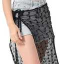 Lace Sarong Wraps for Women Beach Swim Sarong Coverups White Womens Bathing Suit Wrap Skirt Cover up (Medium, Black)