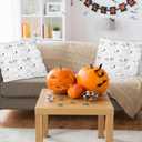 Halloween Pillow Covers 18x18 inch Set of 2 White Cat Ghost Throw Pillow Cases Soft Plush Faux Fur Wool Couch Cushion Case for Home Decor Chair Sofa Bedroom Living Room (Cat Ghost)