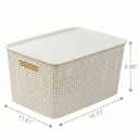 BINO | Plastic Storage Baskets with Lids, 22 Liter - 3 Pack, Natural | THE WOVEN COLLECTION | Storage Basket for Shelves | Woven Storage Baskets for Organizing Bins | Pantry Shelf Organizer Bin