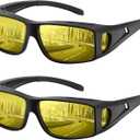 Fanshen Night Driving Glasses for Men Women, Fit Over Night Vision Glasses Anti Glare Polarized Lens with UV Protection