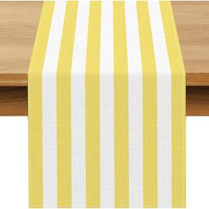 Yellow and White Cabana Striped Table Runner Birthday Party Decoration Baby Shower Dining Room Home Kitchen Table Decor (Yellow, 13" x 72")