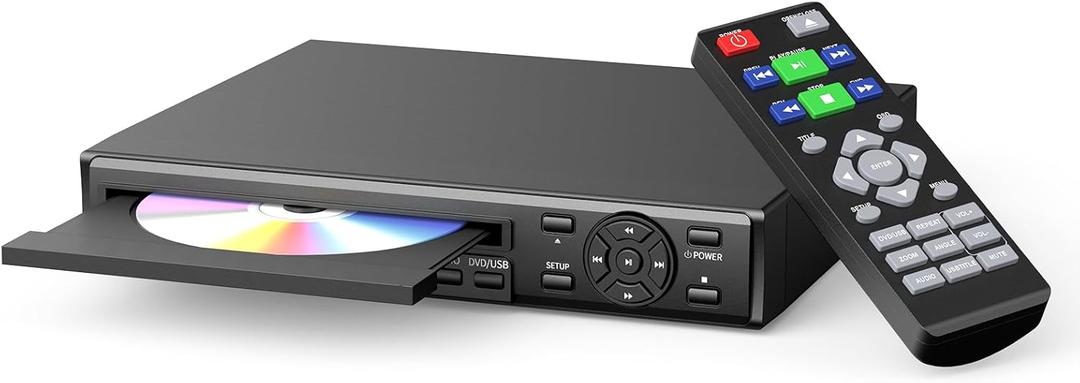 Desobry HDMI DVD Player for TV  Region Free All-Region DVD Player, Full HD 1080p Upscaling, USB Playback & Multi-Format Support, Compact Design with Remote (Standard Version)