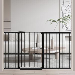 Fairy Baby 38" Extra Tall Dog Gate for Stairs, 59.9"-65.3" Extra Wide Large Walk Thru Baby Gate for Doorway, Long Safety Child Toddler Gate, Metal Auto Close Puppy Cat Gate for The House, Black