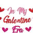 Galentine's Day Party Banner, Red Pink Heart Garland, Glittery Valentine Decorations (ERA)