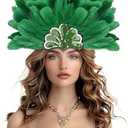 Green Feather Sequin Headwear Carnival Headpiece Showgirl Cosplay Accessories for Women
